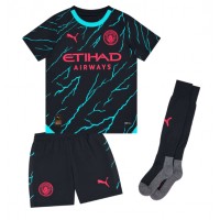 Otroški Nogometni dresi Manchester City Erling Haaland #9 Tretji 2023-24 Kratek Rokav (+ Kratke hlače)